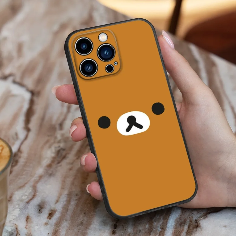 Cute R-Rilakkuma Phone Case For iPhone 16,15,14,13,12,11,Pro,X,XS,Max,XR,Plus,Mini Soft Silicone Black Shockproof TPU