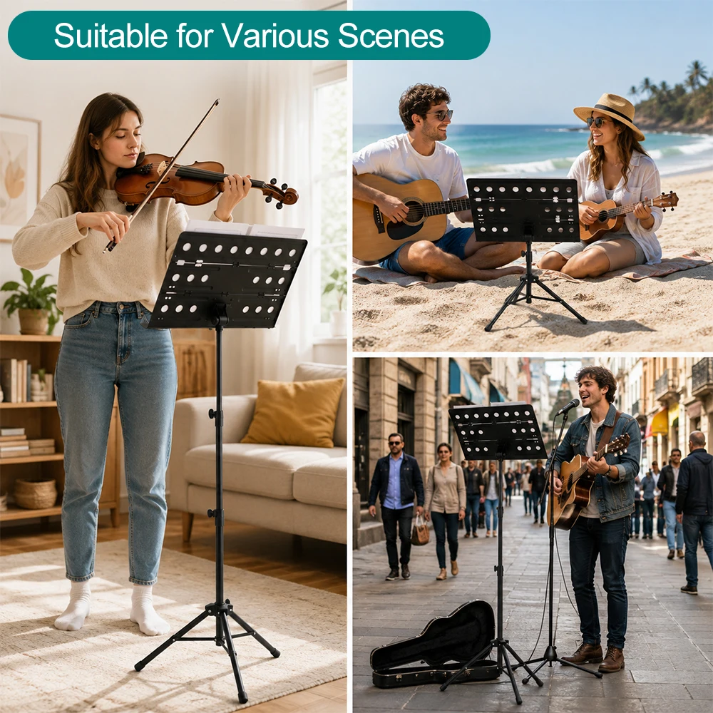 portable-foldable-music-stand-adjustable-height-lightweight-stable-with-carrying-bag-for-guitar-violin