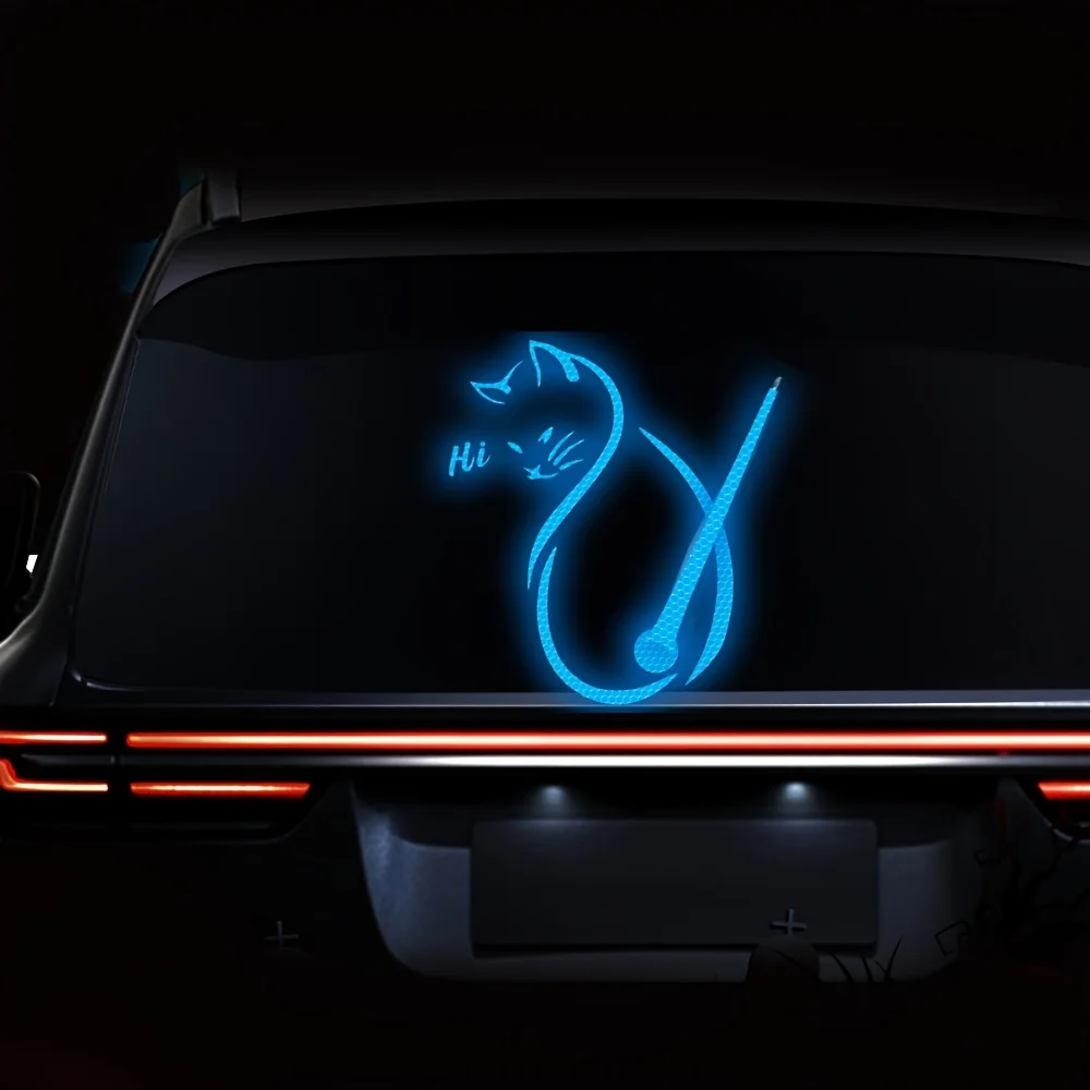 

1 шт. светоотражающая наклейка на автомобиль в виде кошки-очистителя стекол — водонепроницаемая виниловая наклейка с милым котенком и розовой метелкой, светящаяся в темноте, для заднего стекла