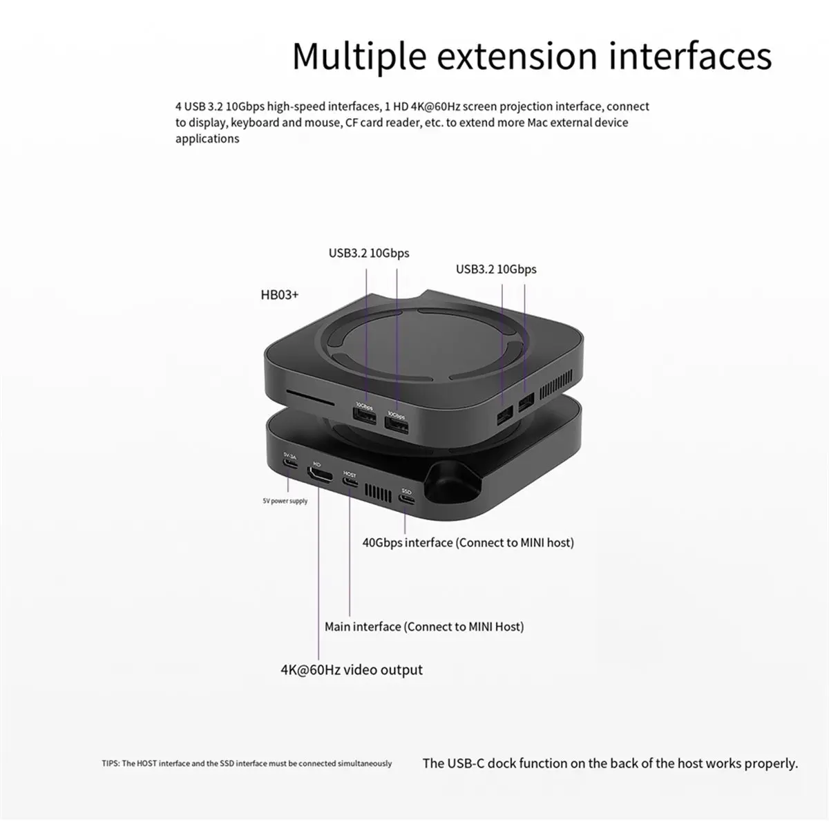 Welcome Deal-9in1 for Mini /M4Pro Docking Station 40Gbps SSD 4K -Compatible Dual-Channel 10Gbps USB 3.2 PD100W
