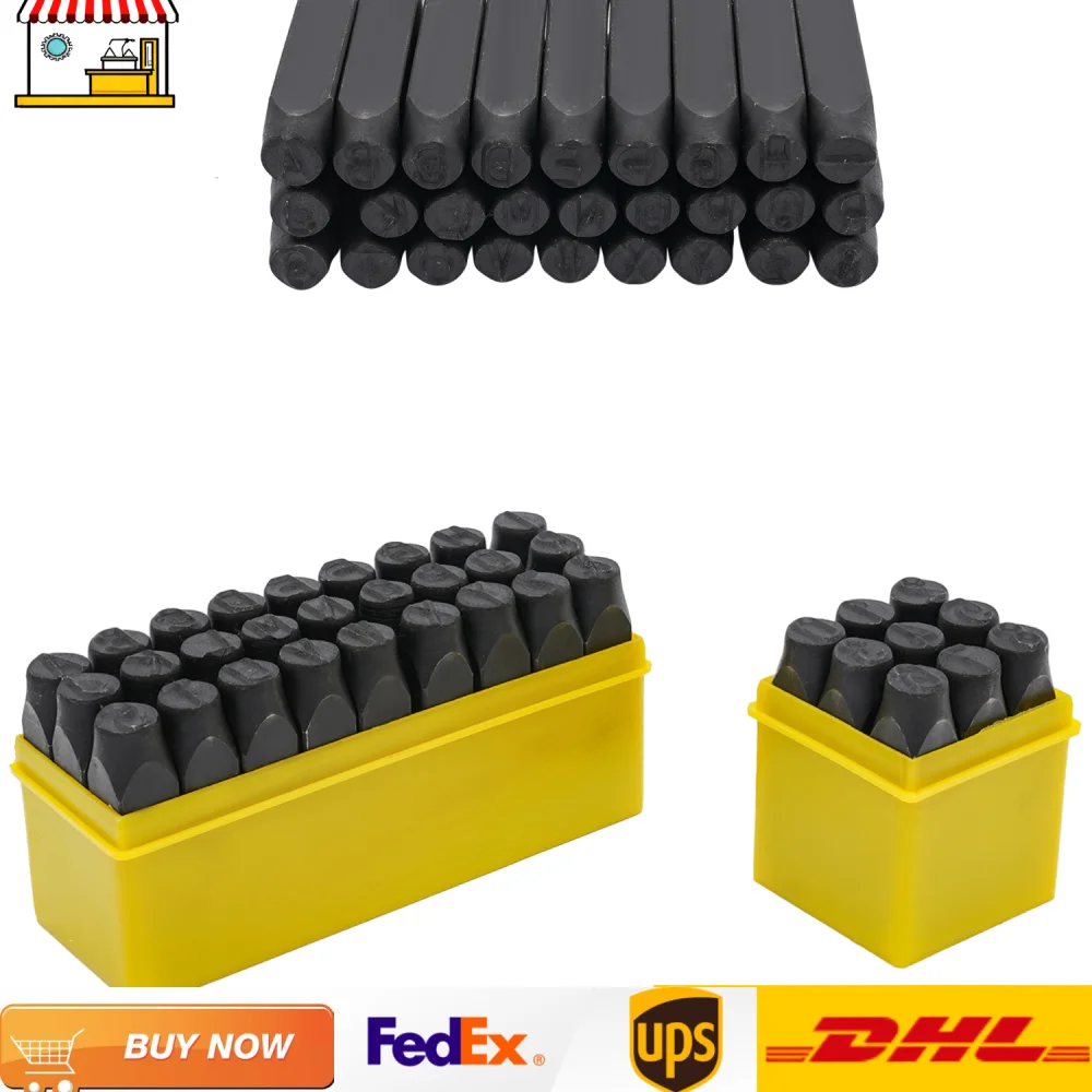 Stahlstanze Metall Leder Stempelset 0,6 Zoll Nummer & Buchstaben Stanzwerkzeuge DIY Schmuck Logo Stempel