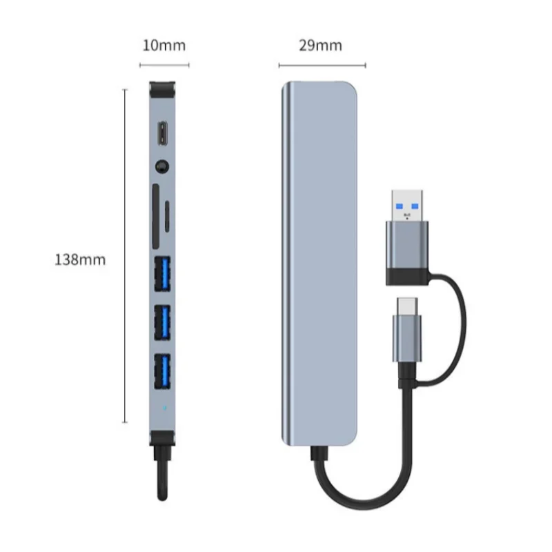 Airies multi-en-un USB 3.0 5Gbps, transmission haute vitesse, type-c/USB, multi-interface, téléphone portable, PC, ordinateur portable, accessoires