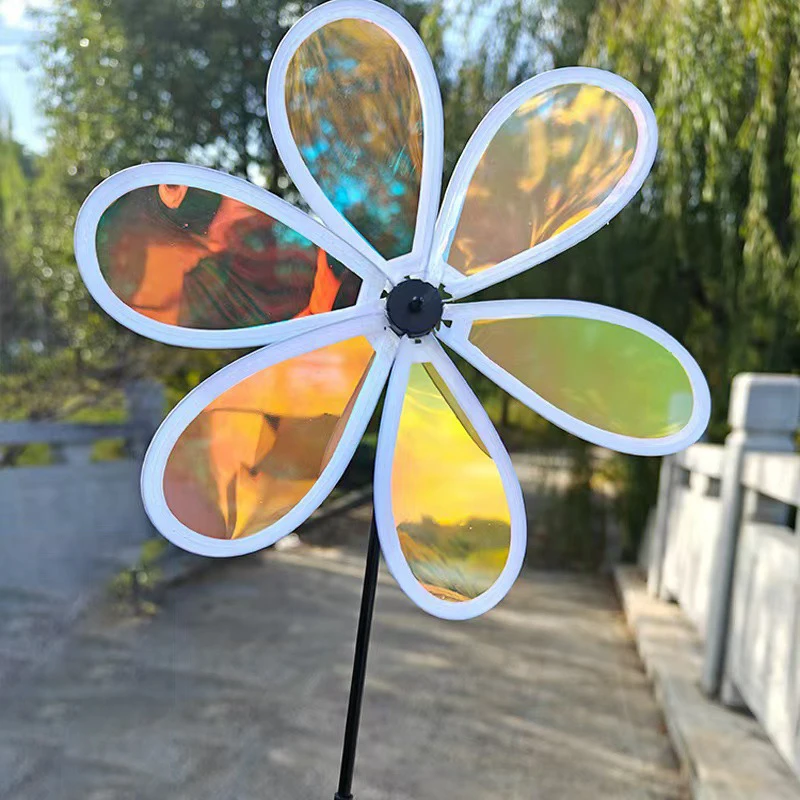 1 Stuk Fruit Tuin Reflecterende Zes Kleur Dazzling Zonnebloem Windmolen Outdoor Gazon Yard Vogelverschrikkende Wind Spinner Kinderen speelgoed