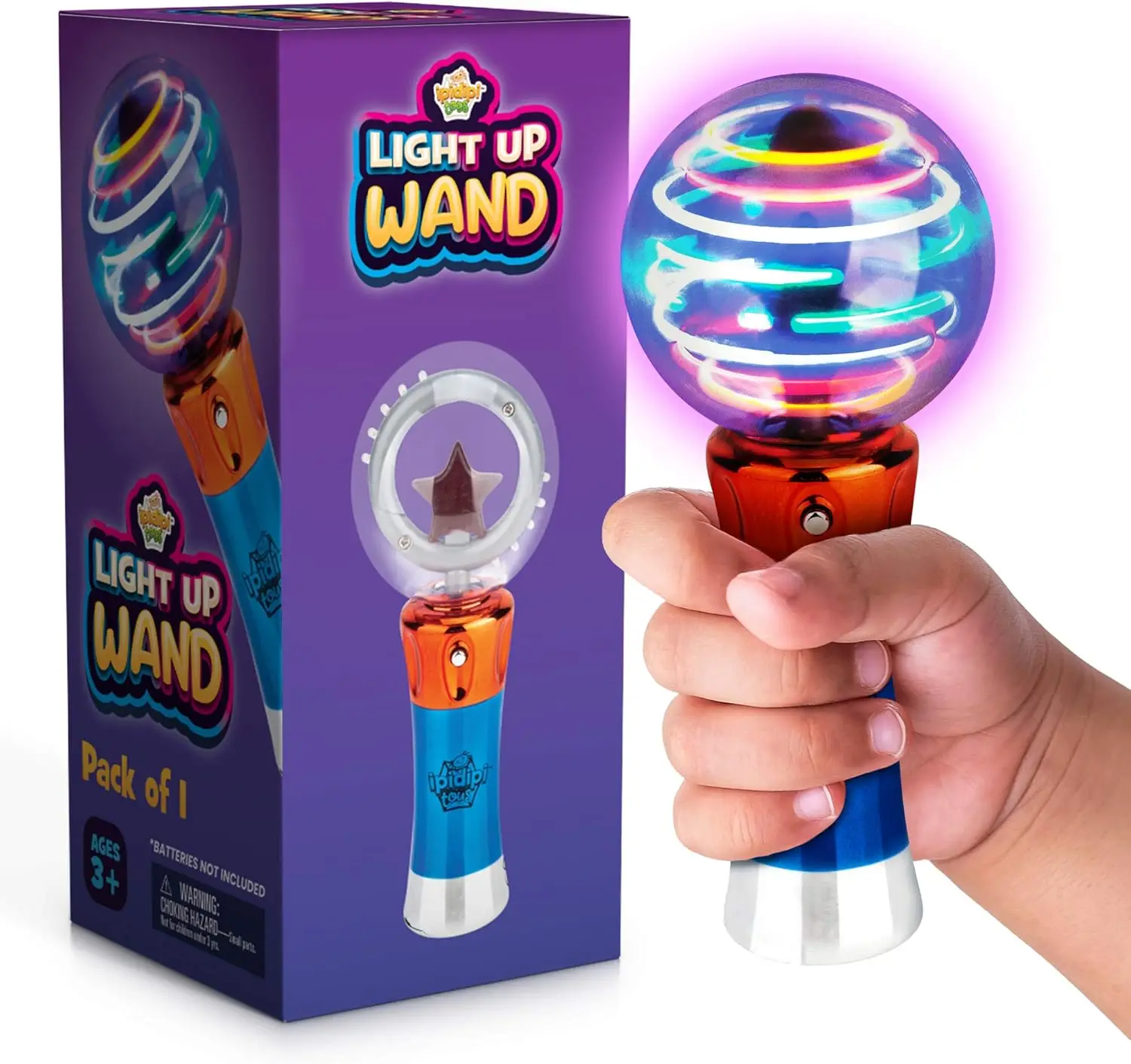 

Spinning Light Up LED Magic Wand for Kids - Easter Basket Stuffers, Goodie Bag Fillers, Birthday Party Favors for Boys & Girls