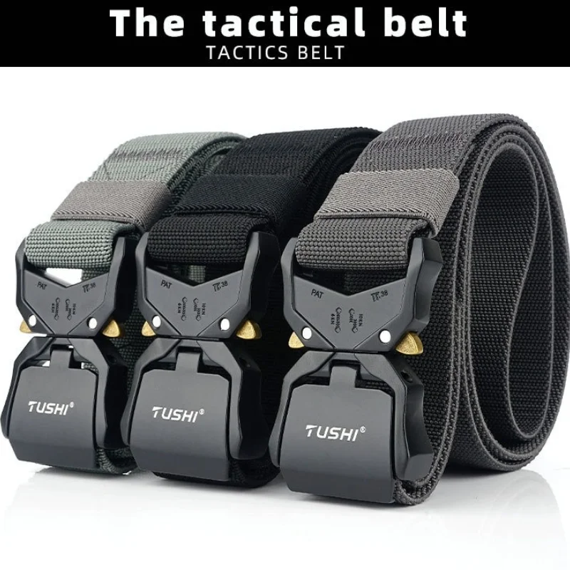 

Men's Belt Tactical Belt For Outdoor Hunting Multi Function Alloy Buckle Male Waistband Leisure Belt Quick Release Nylon Elastic