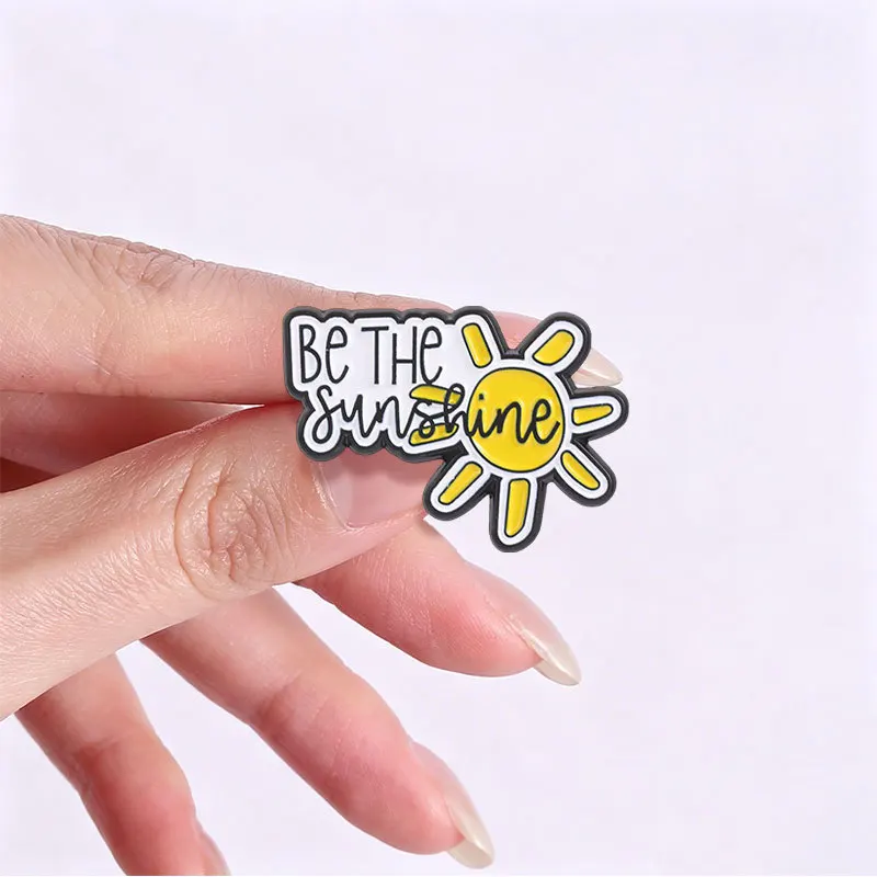 Cartoon Sun Badge Pins Brooch Be The Sunshine Badge Enamel Lapel Pin Rainbow Flower Accessory Collar Bag Hat Ornament Gift  Deco