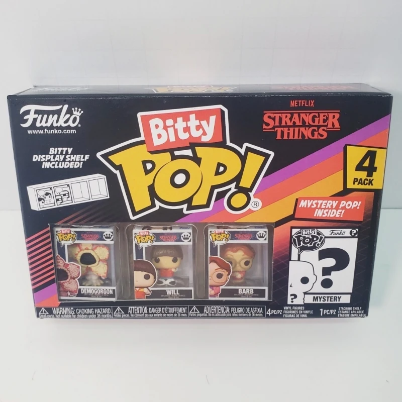 Funko Bitty Pop! Stranger Things: Set de 4 Mini Figuras de Vinilo de Eleven, Hopper y Demogorgon, Modelo Coleccionable, Adorno de Escritorio, Juguete, Regalo