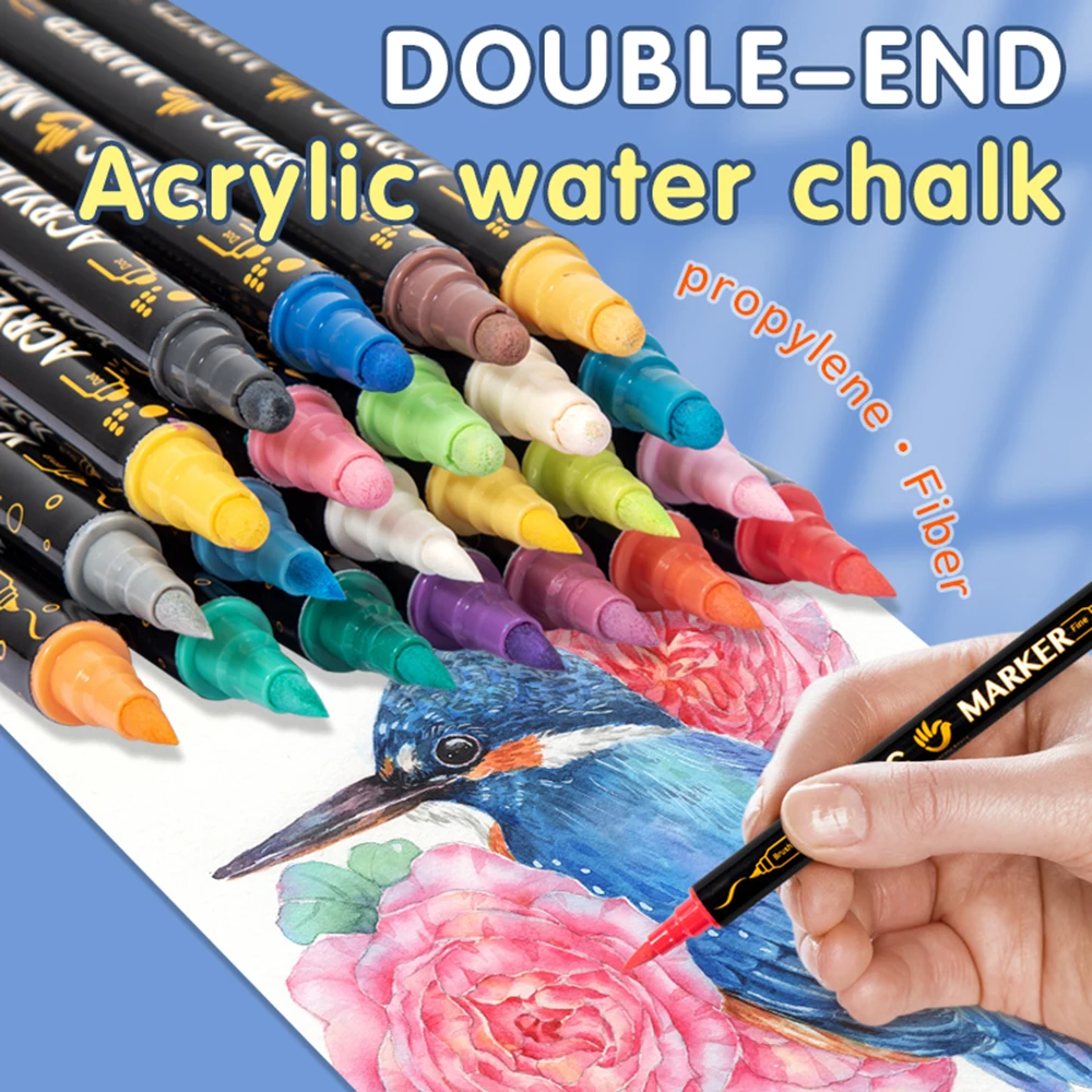 Acrylic Paint Markers Vibrant Color Assortment Dual-Tip Quick Dry Non Toxic for Kids Adult  Art and Craft Projects