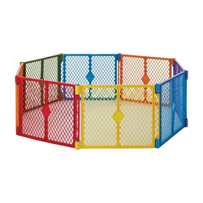 Superyard 6 Panel Baby Play Yard. Playpen or Extra Wide Baby Gate, Wall Mount Kit Included. Made in USA. 38.5