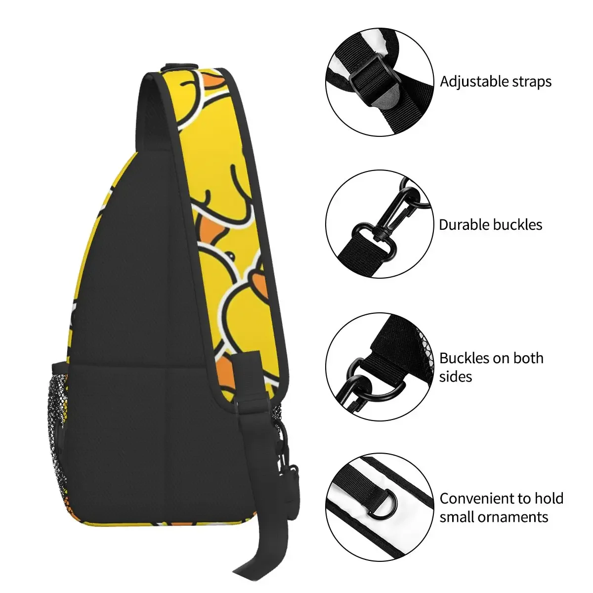 Yellow Crossbody Chest Bags Rubber Duck Pockets Unisex Messenger Pack Teens Travel Bag Shoulder Sports