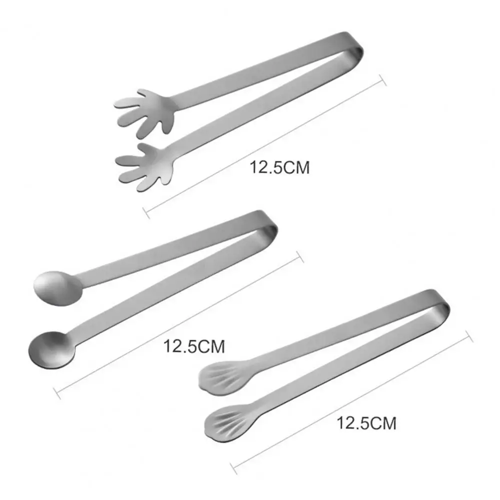 3Pcs Stainless Steel Mini Tong Hand Shape Food Clips Small Kids Tongs for Serving Food Ice Cube Sugar Clamp Kitchen Bar Tools