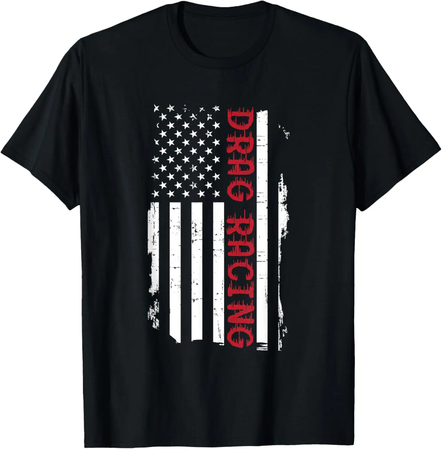 Patriotic American Flag Dragster Drag Racing Race Car Driver T-Shirt