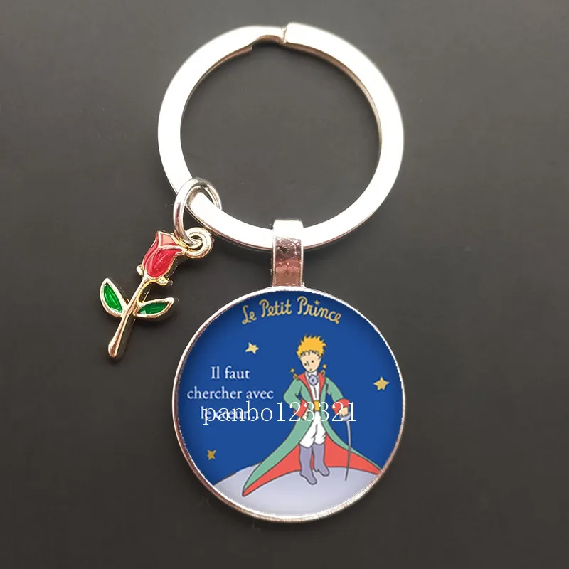 Popular Le Petit Prince cartoon keychain fairy tale little prince collection photo cabochon keychain gift for little princess