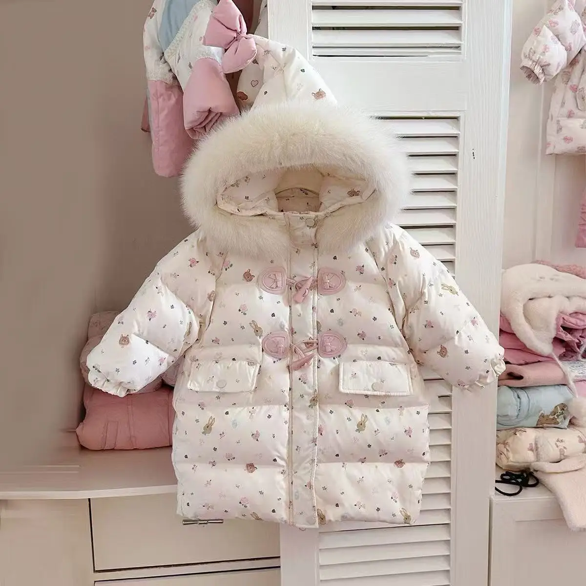 

2026 New Winter Children's Down Cotton Jacket Kids Thick velvet Hooded Coat Baby Boy Girl Outerwear 80-140CM