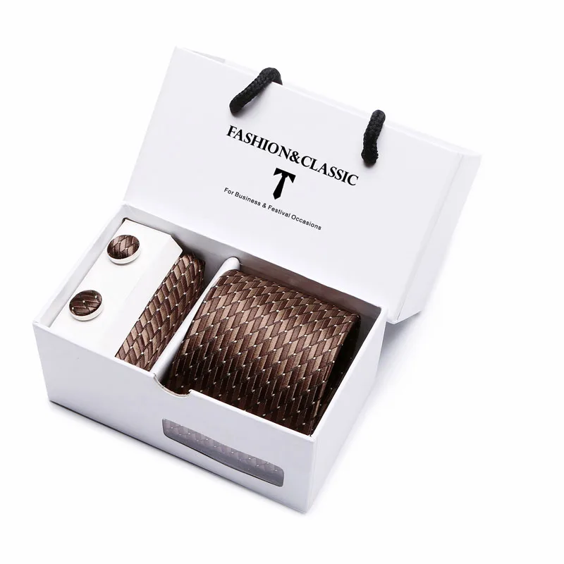 Heißer Verkauf Schwarz Paisley Krawatte Einstecktuch Manschettenknöpfe Set Für Männer Formale Luxus Hochzeit Gravatas In Geschenk Box – Detail 35