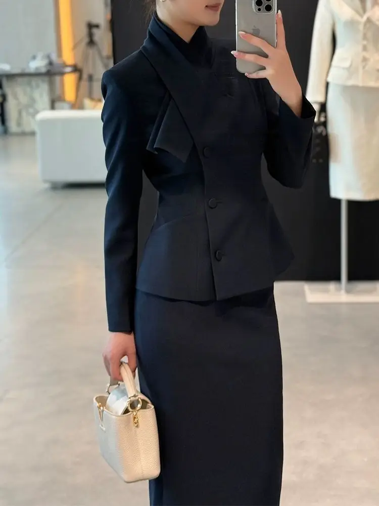 2025 New Women's Professional Suit Commute Elegance Hotel Front Desk Workwear Long Pants High Waist Button up West Suit