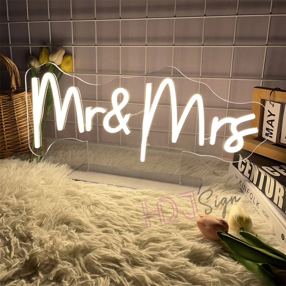 Mr & Mrs Neon LED Sign Custom Wedding Wall Neon Sign Room Bedroom Hanging Neon Light Art Decoration Gifts Neon Sign Personalised