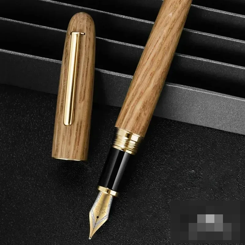 9036 Natural Wood Fountain Pen EF/F/M Extra Fine Nib Iridium Luxury Elegant Pen Writing Office Stationery School Supplies