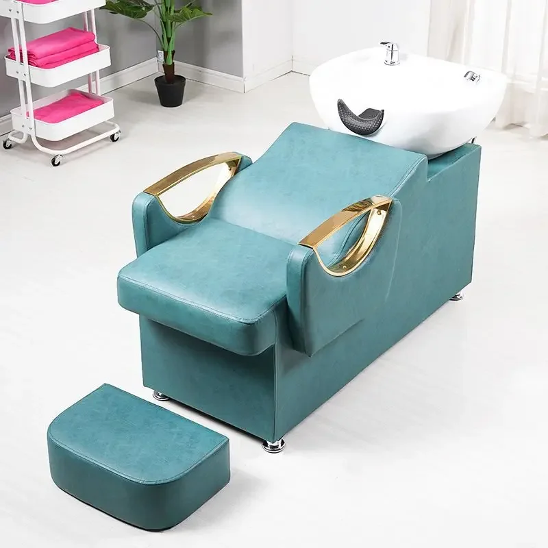 Internet celebrity shampoo bed ceramic basin hair salon recliner flushing  shampoo bed barber shop