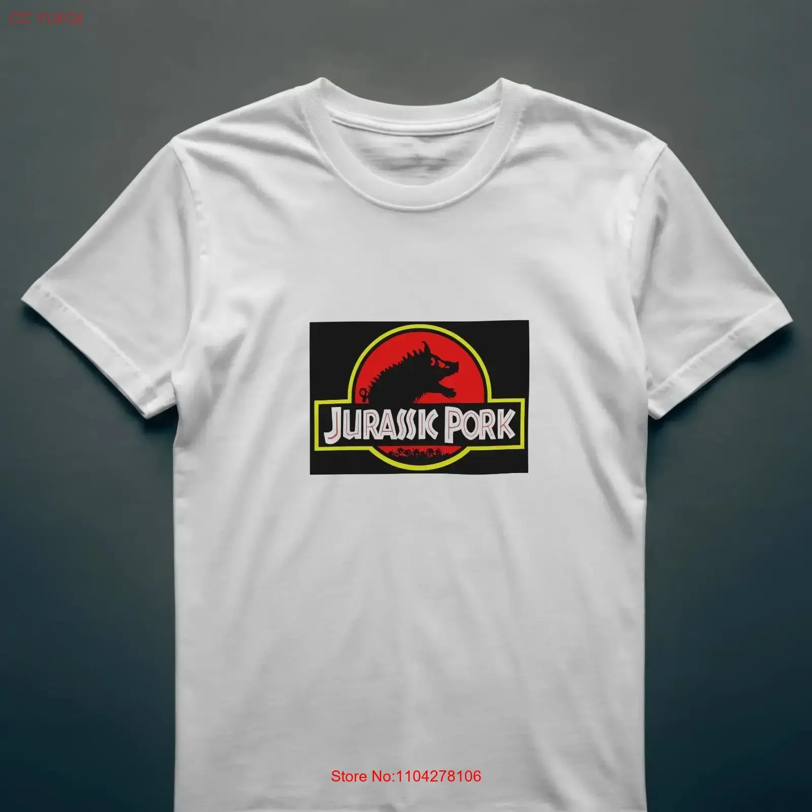JURASSIC PORK T Shirt Funny Parody Top Dinosaur 101 vintage Washed homme Casual graphic Top For Everyday Wear Versatile fashion