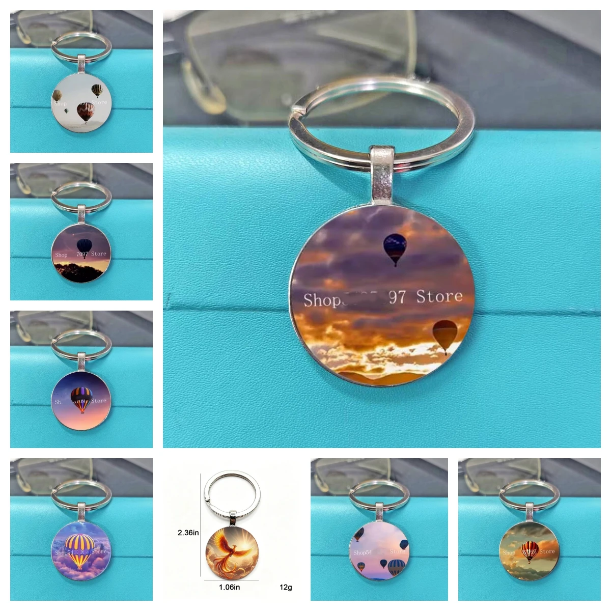Orange Cloud Sea Hot Air Balloon Pattern Design Exquisite Keychain for Family and Friends to Hang