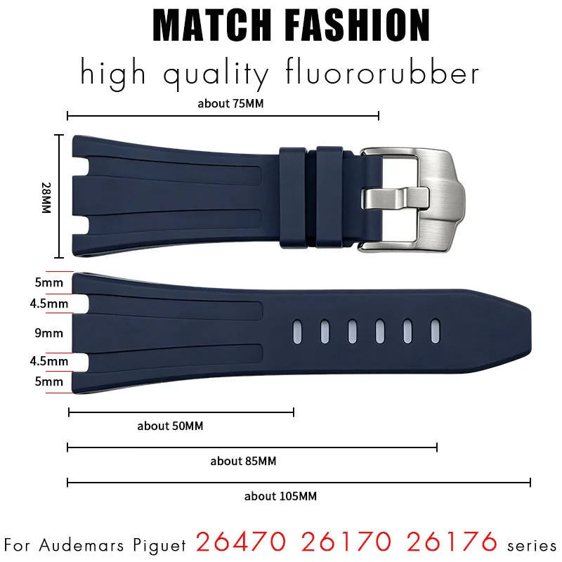 Audemars Piguet Watch Royal Oak - 28*20mm Fluorine Rubber Watch Strap For