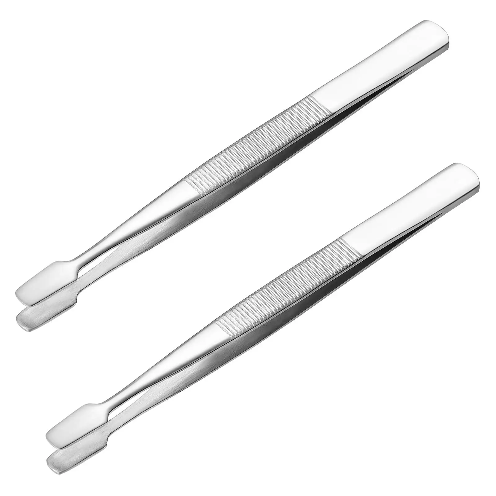 

2pcs Stamp Tweezers Durable Nickel Plated Steel Round Tips Precision Tools Beads Jewelry Eyelash Rust Resistant Lightweight