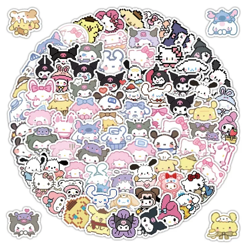 

103 шт. наклейки Sanrio My Melody, мультяшные наклейки с кроликом Мелоди для ноутбука, чемодана, водонепроницаемые наклейки, детские игрушки-наклейки