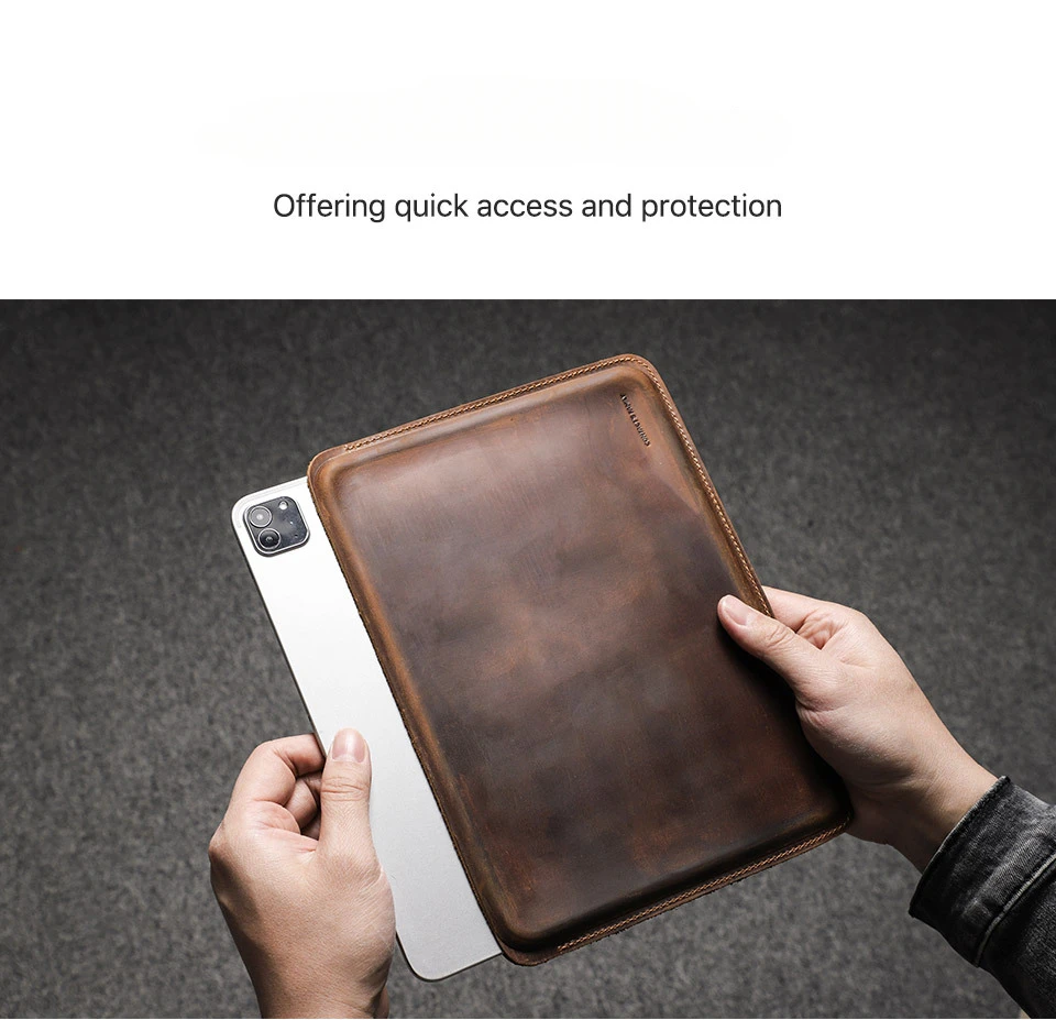 For iPad Pro 11,Air 10.5 10.9 10.2 Case Genuine Leather Sleeve Pouch Bag Tablet Cover for iPad 7 8 9 Gen