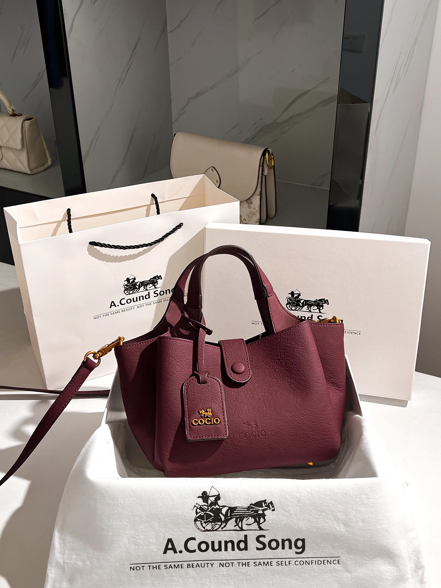 

High-Quali Purple Red Handbag Basket Commuter Leather Crossbody Bag Detachable oulder Strap Universal Faion Accory
