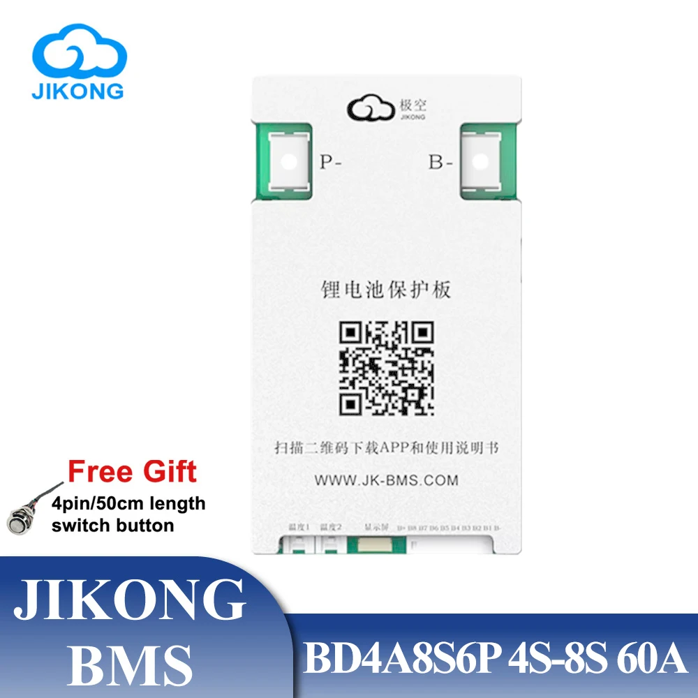 JIKONG BMS JK BD4A8S6P 12V 24V for Lifepo4 Li-ion LTO Battery 0.4A Active Balance Current 4S 5S 6S 7S 8S Bluetooth Smart JKBMS