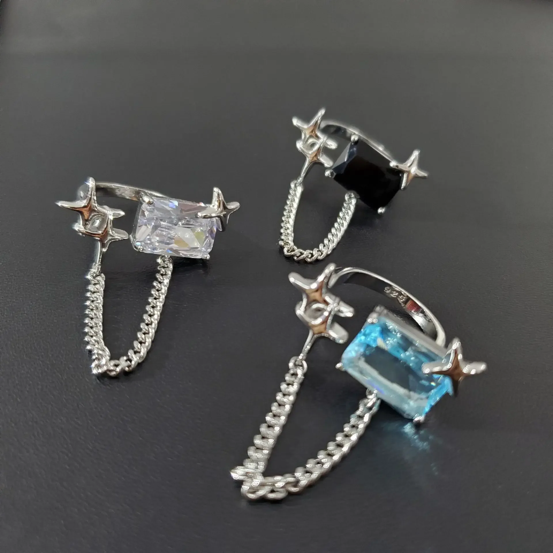 

MDL Moissa!ite style ins sweet cool hottie girl open ring 18k gold plated crafted design super sparkling zirconium