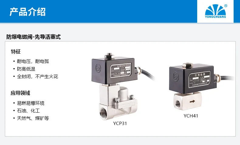 Detalle 2 de Electroválvula Explosion proof solenoid valve pi-lot piston type two position two-way YCP31 YCH41 series chem-ical industry Otras válvulas