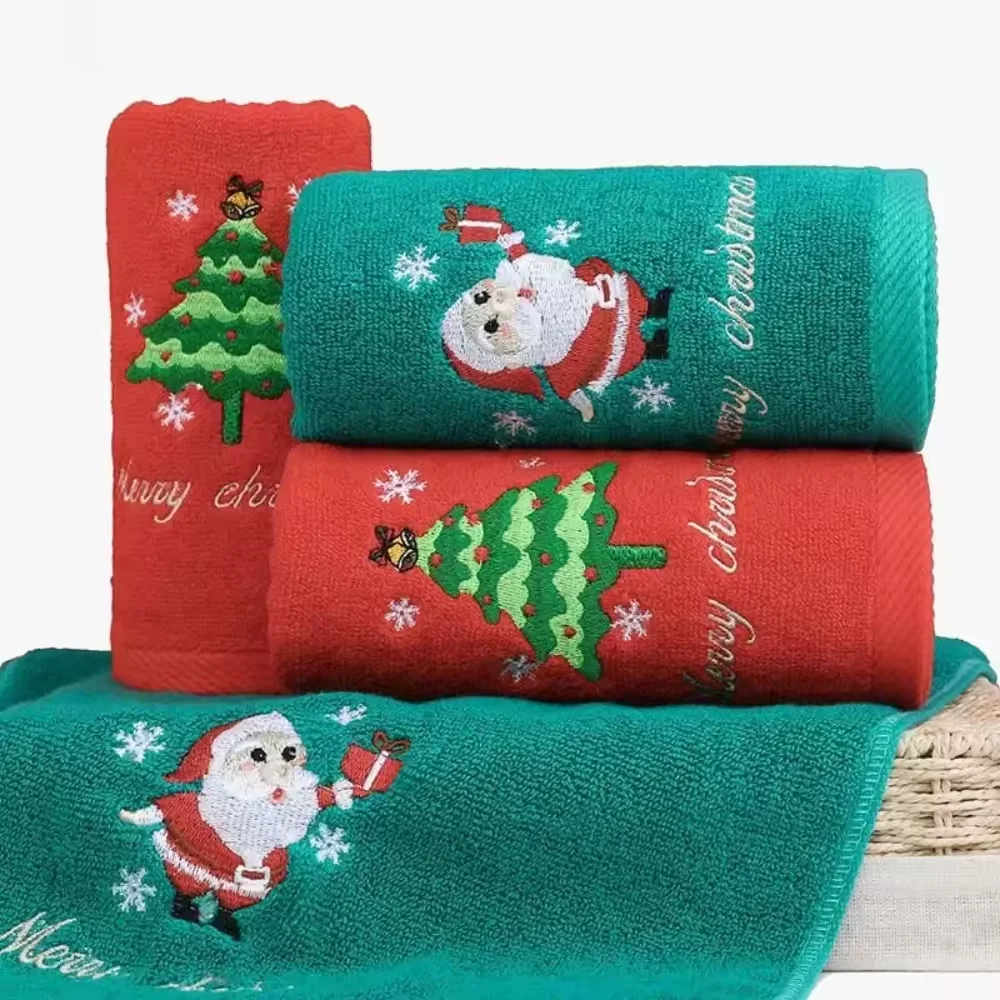 

Towels for Kitchen New Xmas Face Towel Christmas Decor Red Santa Claus New Year Gift Home Bathroom Washing Hand Face Towel