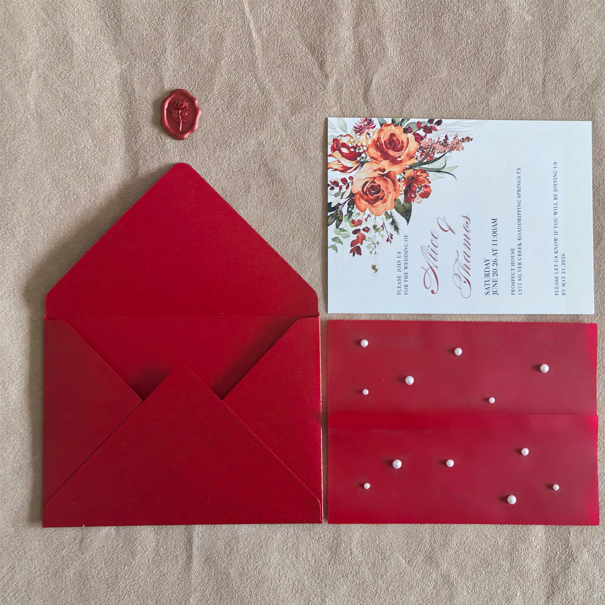 

Personalized Wedding Invitation Suite Vellum Paper Jacket, Envelope, Wax Seal, Save The Date for Wedding & Engagement