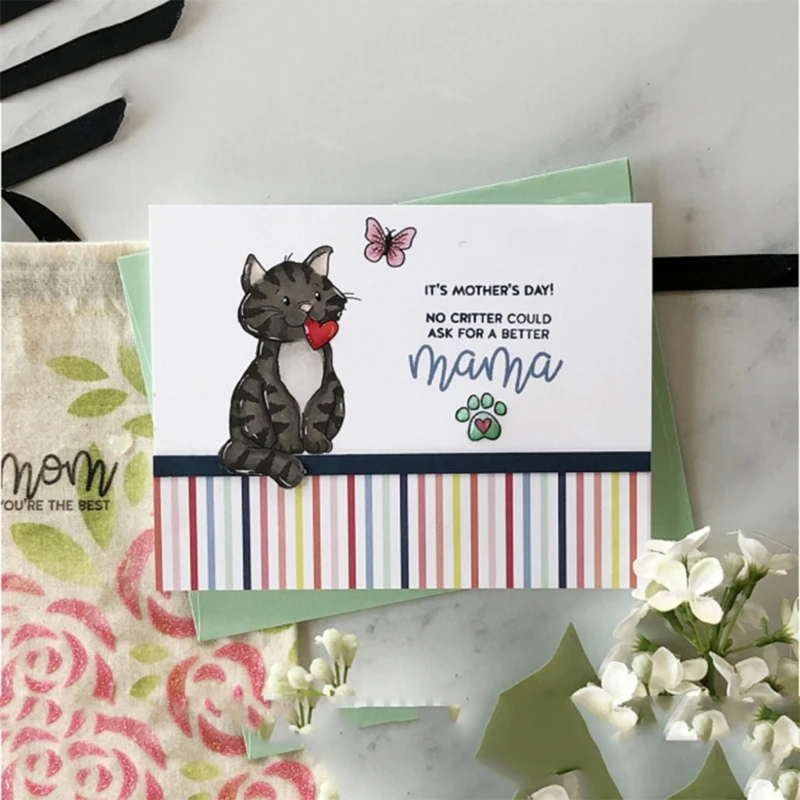 Lovely Cut Dies Stamper Set Clear Kitten Silicone Stamps Embossing Moulds Decors