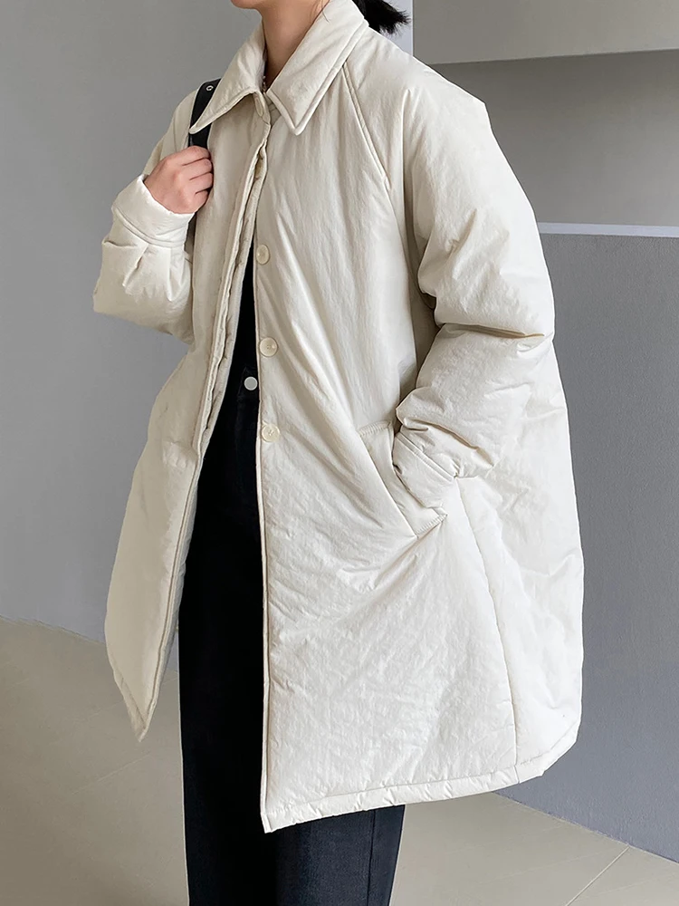 DEAT-Manteau matelassé en coton pour femme, veste à revers, simple boutonnage, solide, optique de document, mode hiver, nouveau, 2024, 7AB6207