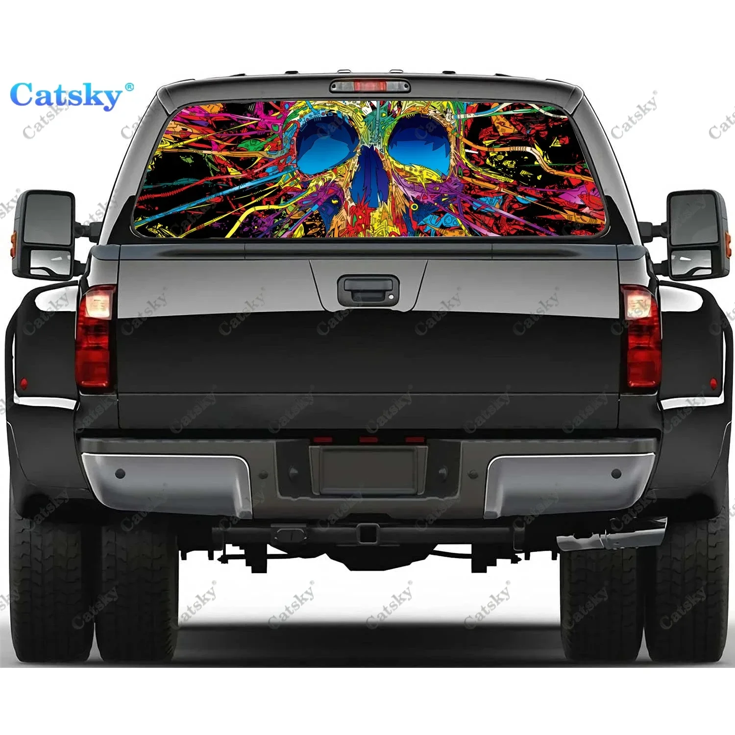 Skull Art Design Rear Window Automotive Decals and Graphics Rear Window Decals for Trucks, Car Window Decal Sticker