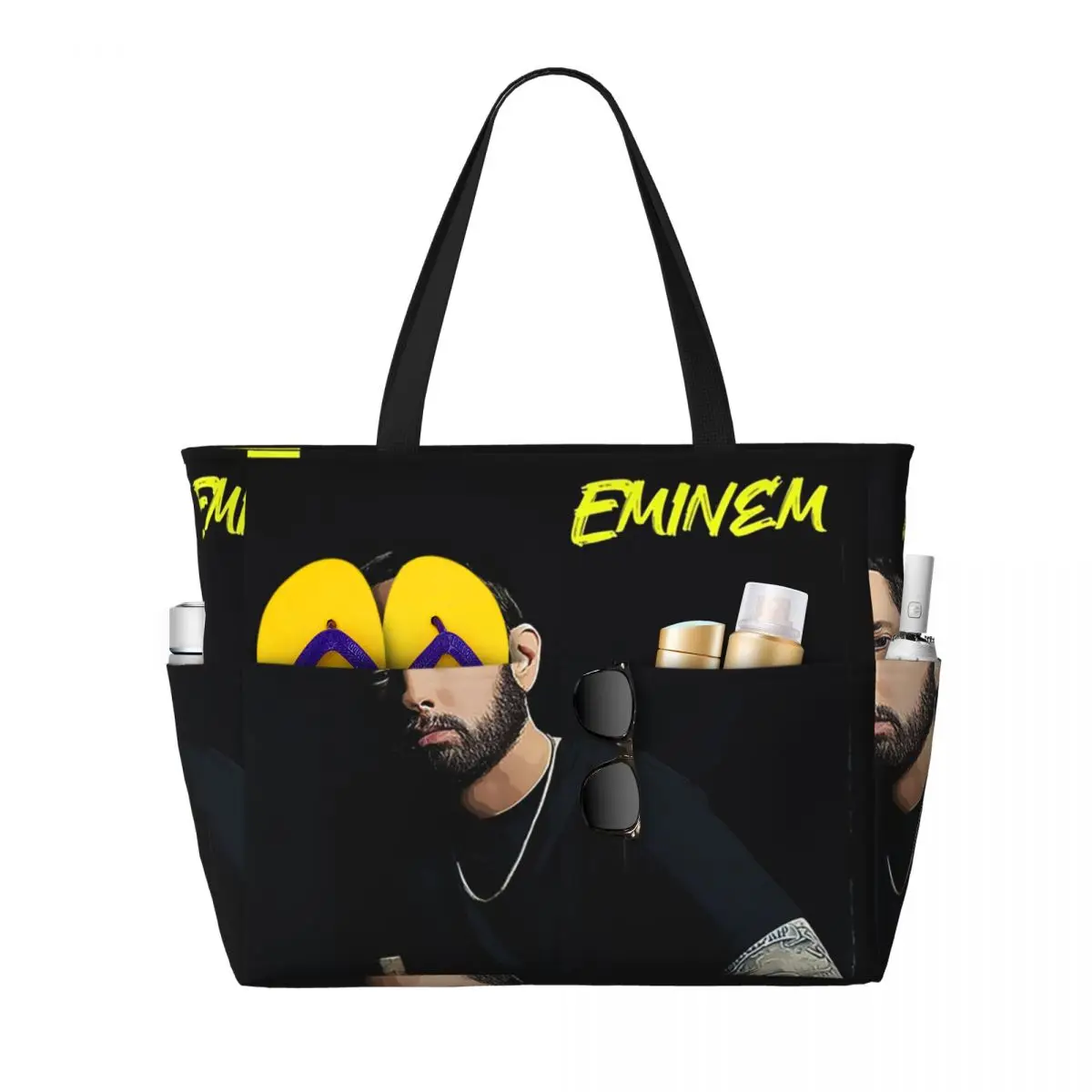 

Eminem American Pop Music Hip Hop Rapper Beach Tote Bag Sport Gym Yoga Duffle Large Tote Bag Women Travel Bag Fitness bag
