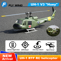 Flywing UH1 Huey 450 Size Helicopter Scale RC Helicopter Tow Rotor Blades H1 Flight Controller Altitude Hold RTF 6CH Helicopter