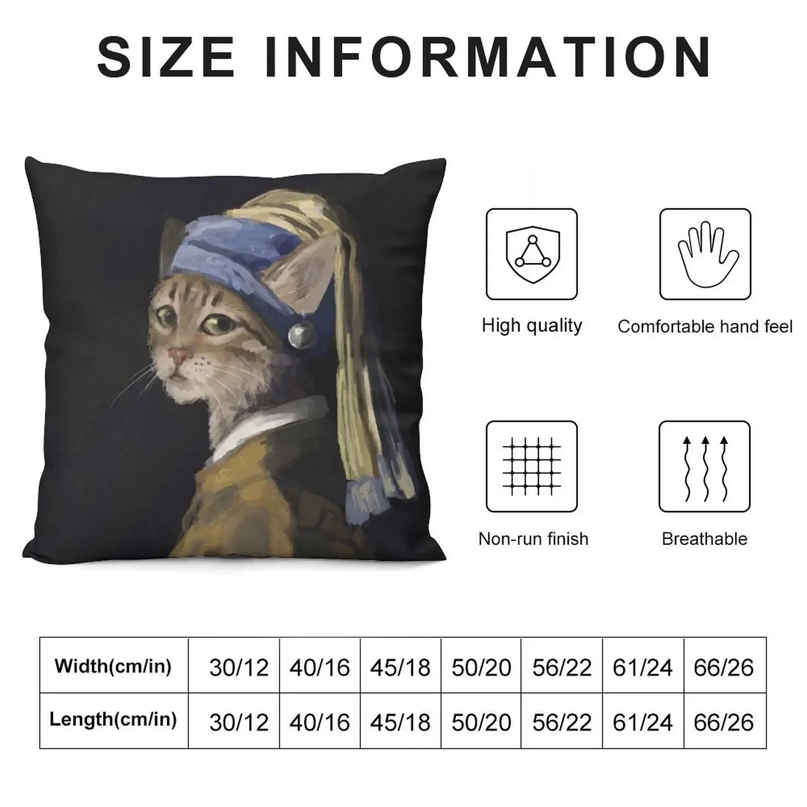 Cat with a Pearl Earring Throw Pillow christmas supplies Sofa Cushion pillow