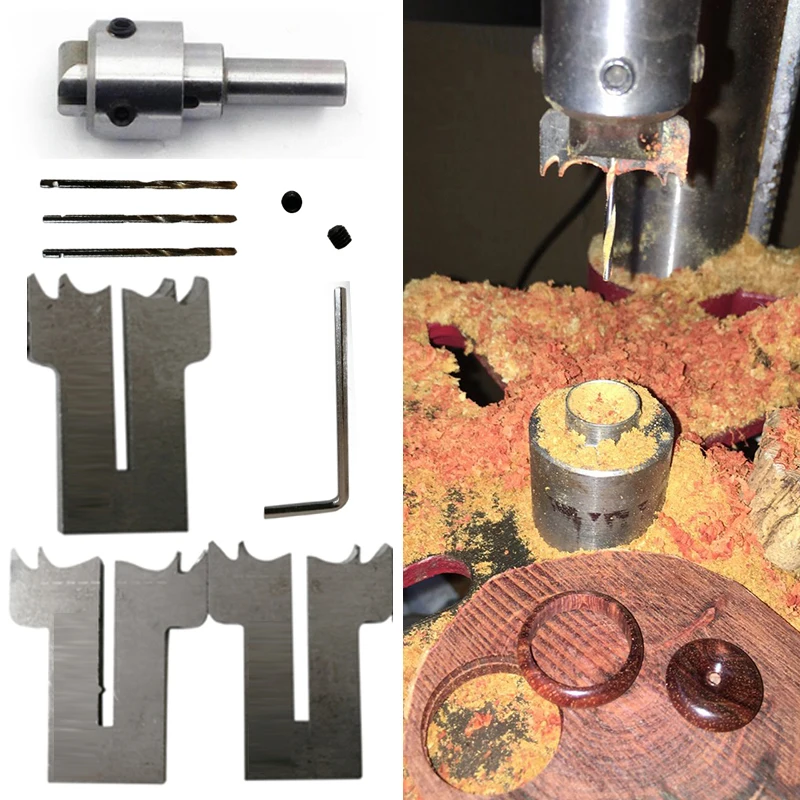 Multifunction Ring Drill Bit Wooden Thick Rings Maker High Speed Steel Wood (Blade Size: 17/19/21mm)