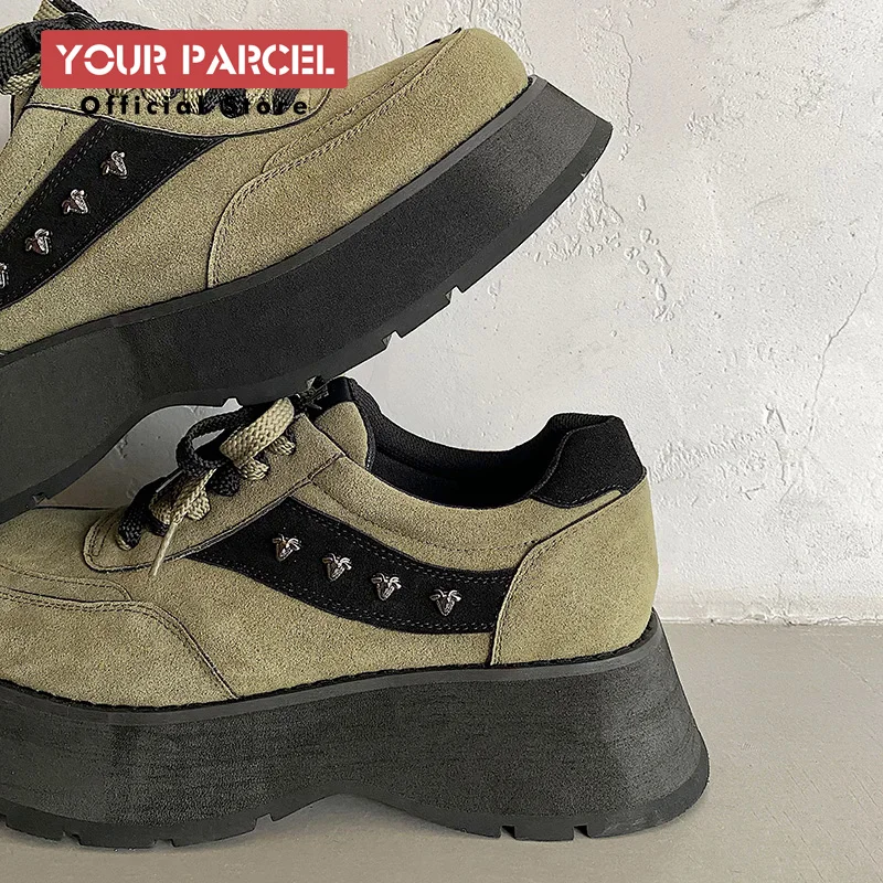 Zapatos de cuero de estilo deportivo esmerilado para hombres, zapatos de papá, zapatos de pan de aumento de altura, zapatos de moda, nuevo diseño Original