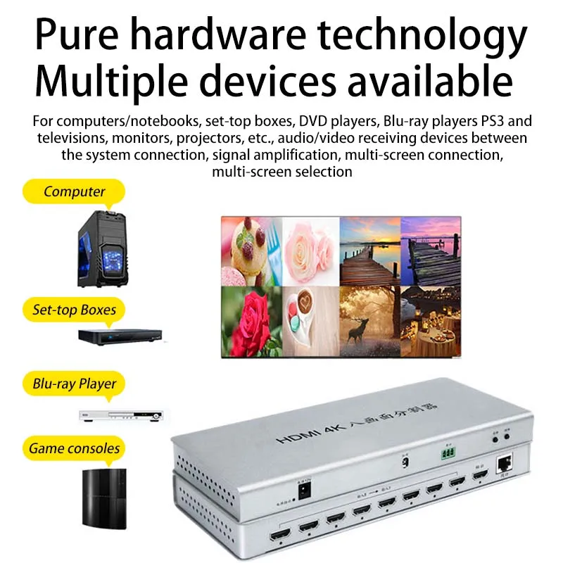Screen Splitter Multi-Display Game Splitter 4/8/9/16 signals on one screen at the same time TV Splicing Box Seamless switching