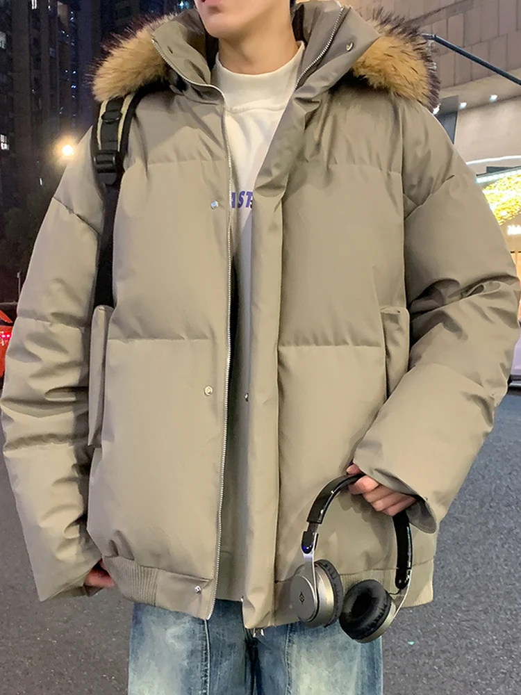 

Хлопковая куртка American Sle ort для мужчин, новая зимняя теплая верхняя одежда, свободное хлопковое пальто со съемным меховым воротником