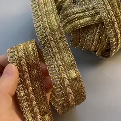 1 Yard 2.8cm Gold Lace Trim Ribbon Gold Thread Webbing Ethnic Style Clothing Embroidery Sequin Fabric Jacquard Accessories New