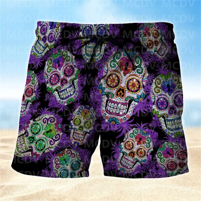 

Tattoo Skull Art Mens Boardshorts, Skull Lover Men's Swim Trunks, Skull Lover Hawaiian Shorts for Men