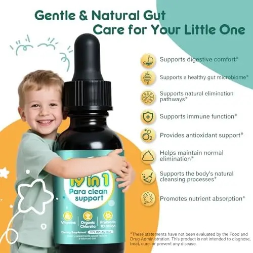 Gotas Herbales para Limpieza Intestinal 19 en 1 – Desintoxicante Líquido Sin Alcohol con Probióticos, Ajenjo y Clavo – 2oz