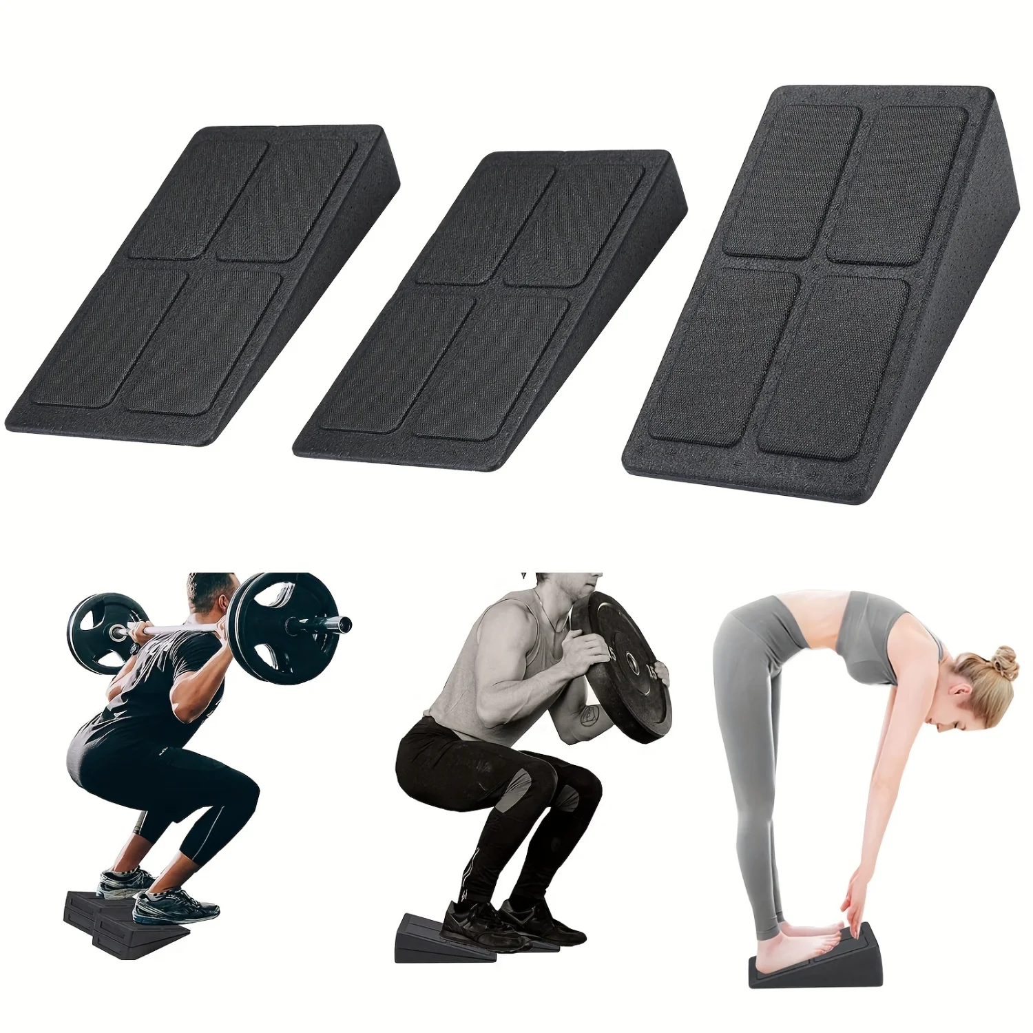 

Enhance Comfort & Performance with 3Pcs Squat Wedge Block - Adjustable Non-Slip Squat Ramp Slant Board!