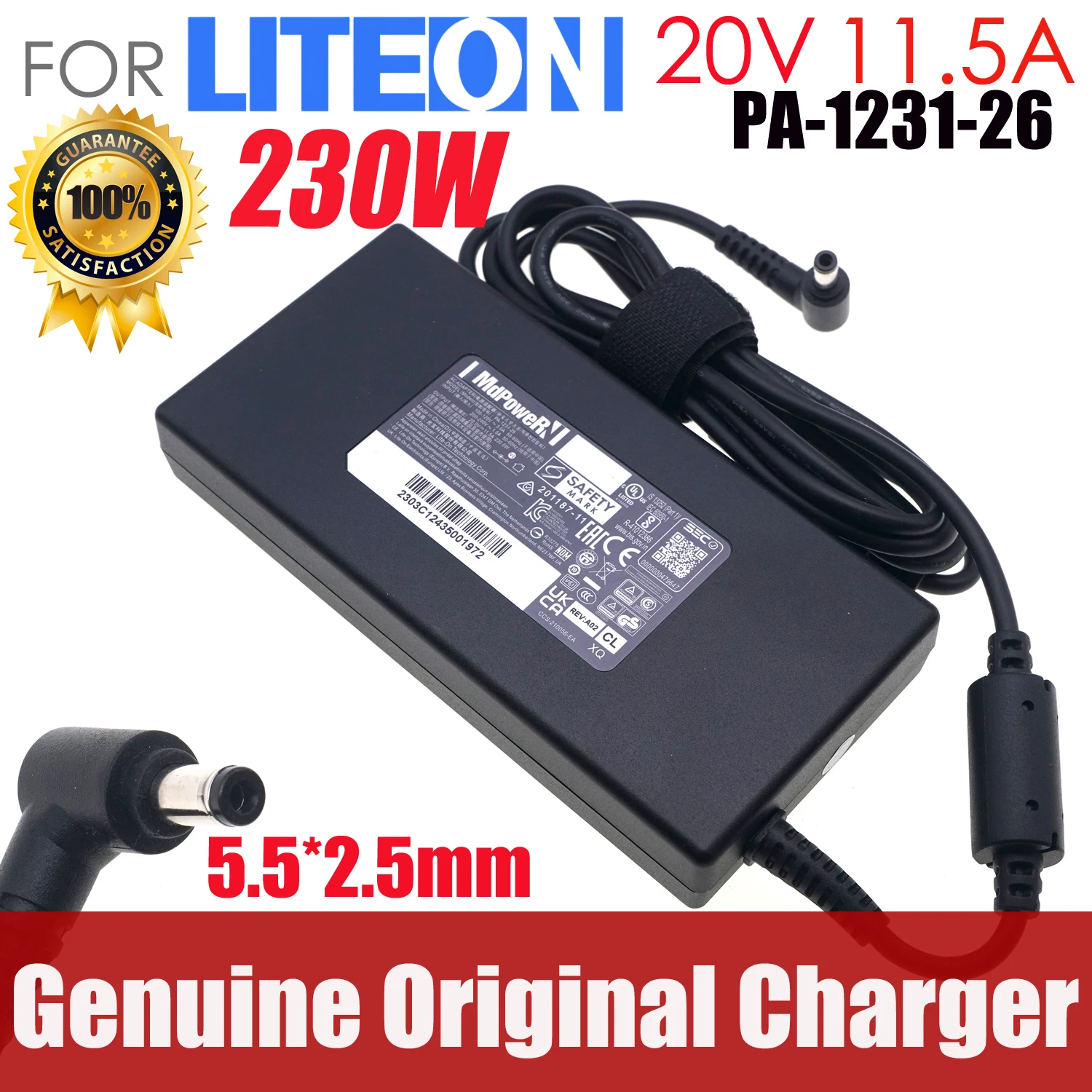 

АДАПТЕР ПЕРЕМЕННОГО ТОКА LITEON 230 Вт PA-1231-26 20 В 11,5 А для MSI GS75 GS76 Stealth wPwr Кабель 5,5*2,5 мм